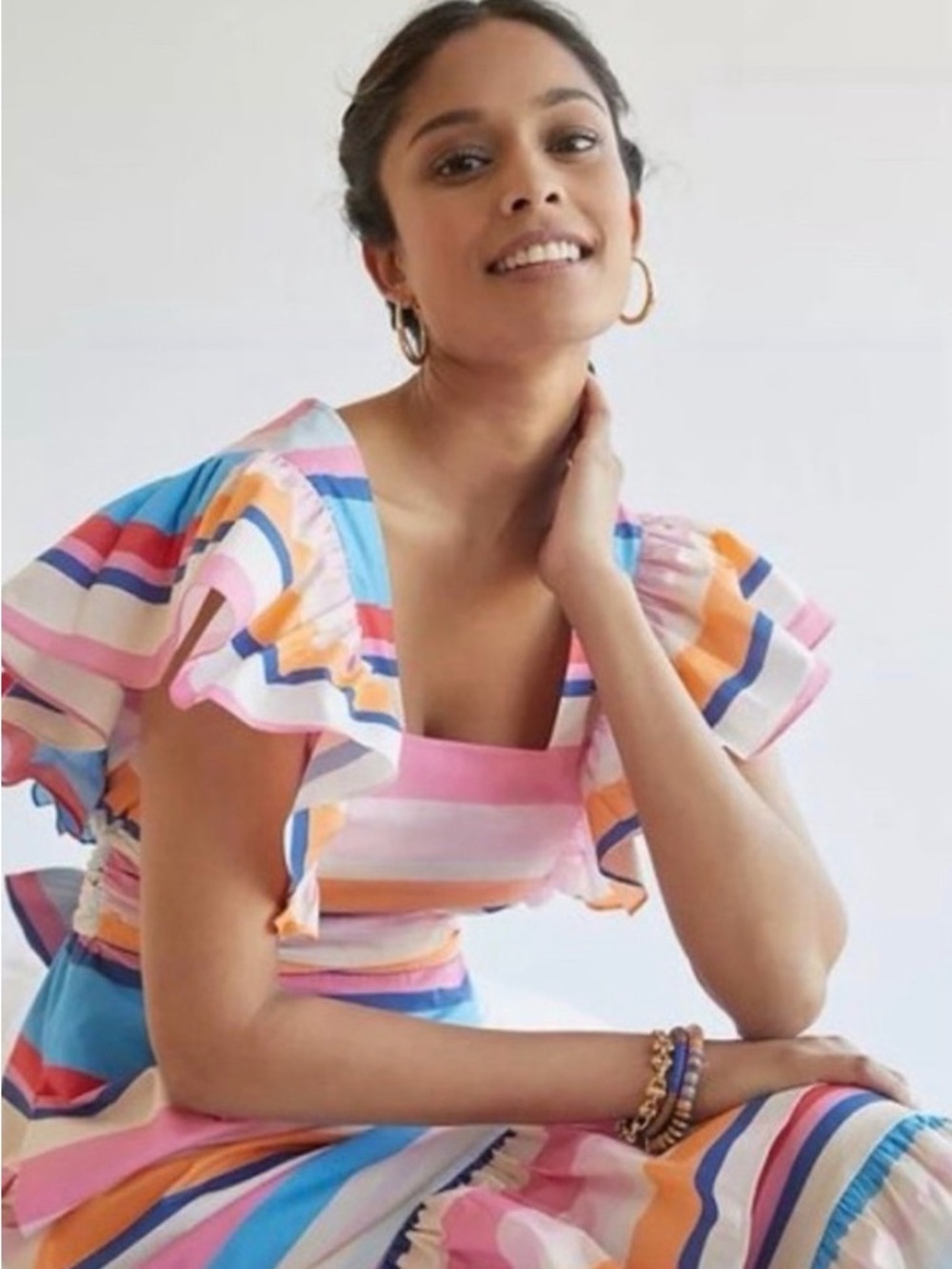 Anthropologie x Plenty Tracy
Reese Striped Ruffle Maxi Dress S